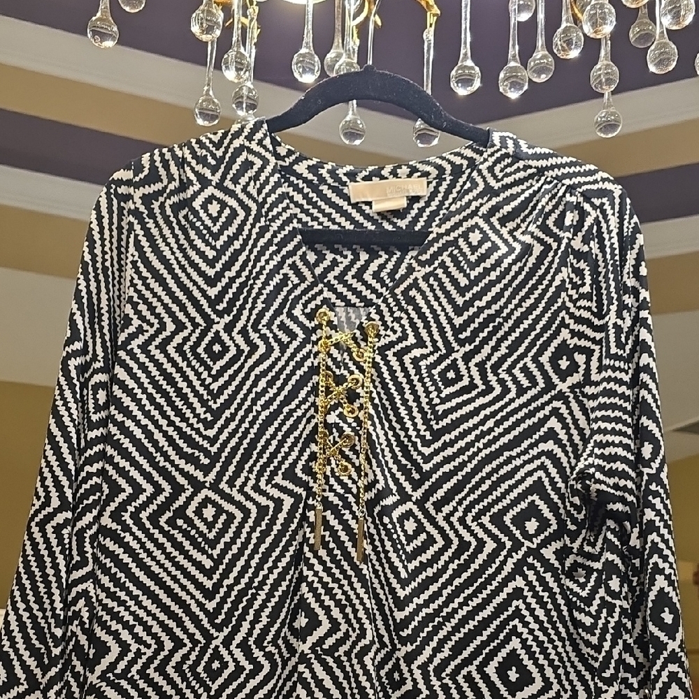 Michael Kors Monochrome Patterned Midi Dress Size 1X - Picture 5 of 15